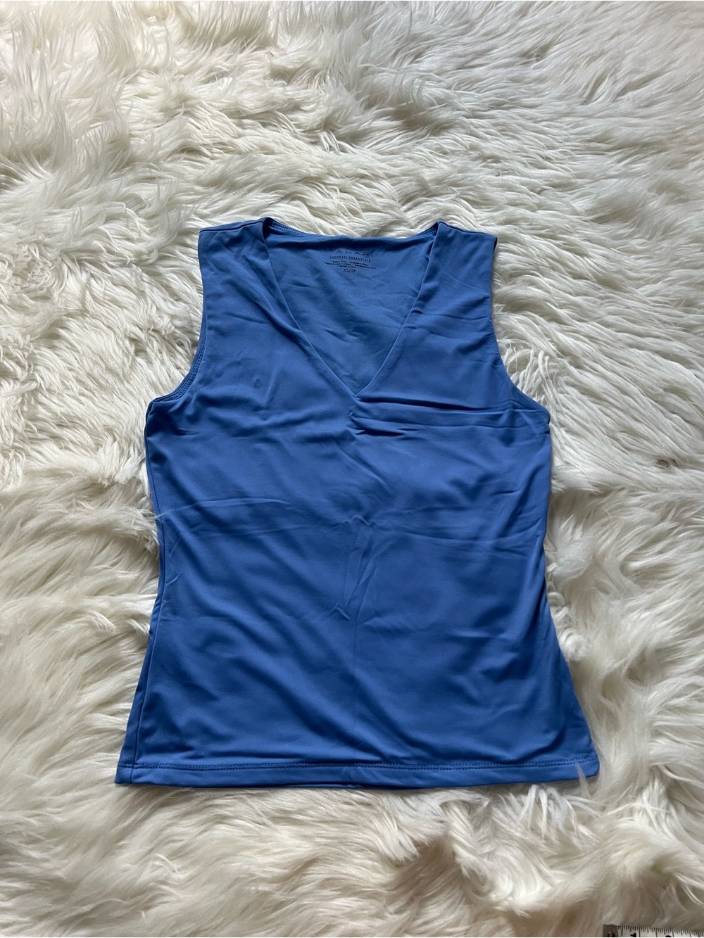 Tahari Blue V-Neck Tank Top